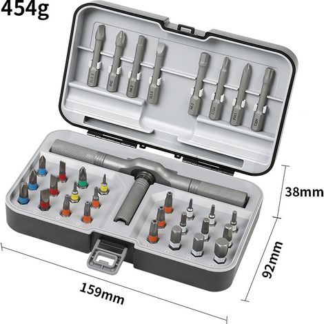 Ensemble de Tournevis à Cliquet 33 en 1, Kit Multifonction T-Handle avec Embouts Haute Dureté, Outils de Précision pour Réparation Électronique et Bricolage Domestique-x