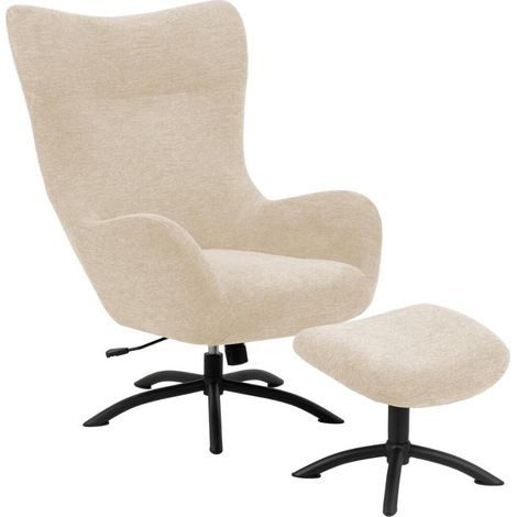 Sillón Norsica 490, Negro + Crema, 105x76x86cm, Tapiz, Patas: Metal, 0 (1/5)