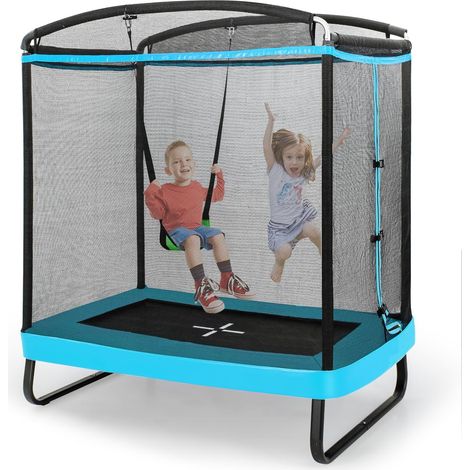 Goplus – Trampoline extérieur enfant 3 ans+ avec balançoire – Filet de sécurité haute densité – Housse à ressorts rembourrée – Cadre en métal galvanisé – 100 kg (1/5)