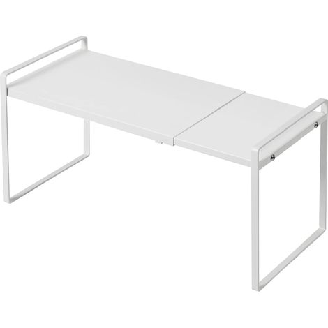 Étagère extensible pour armoire de cuisine, garde-manger, placard sous évier, comptoir, rangement à domicile, étagère de rangement autonome, robuste, antidérapante, empilable, blanc, taille L (1/5)