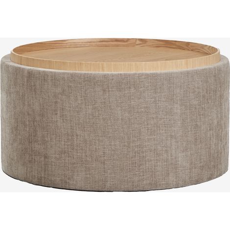 SKLUM Berkeleni runder gepolsterter Couchtisch mit Tablett und Stauraum Ø80 cm