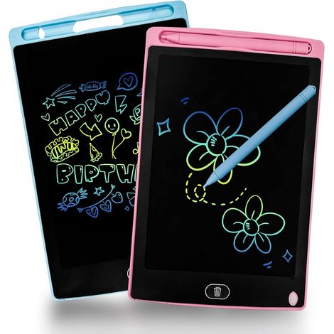 Tavolette grafiche LCD magiche da 8,5 pollici per bambini, rosa e blu, colorate, cancellabili e riutilizzabili, con funzione di blocco, ideali per disegnare sia per bambine che per bambini. (1/5)