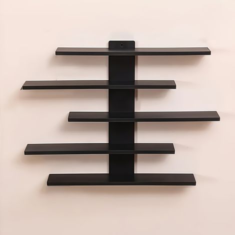 Dieses verstellbare 5-stufige Wandregal ist ideal für Spielfiguren - Schwarz, kleine Bausteine und Sammlerstücke: eine moderne und praktische Aufbewahrungsmöglichkeit zur Dekoration. (1/5)