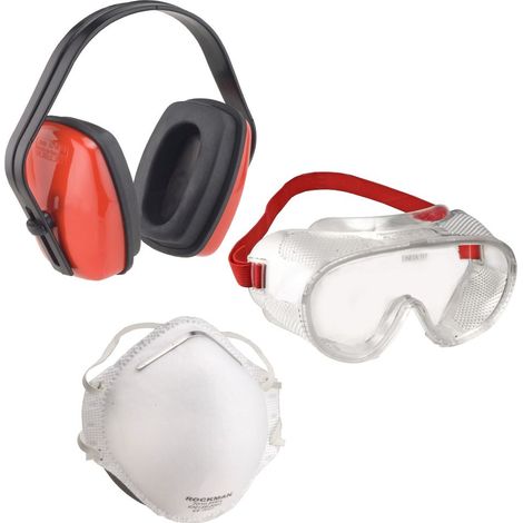Connex Arbeitsschutz-Set 3-teilig Brille Gehörschutz Maske Arbeitskleidung