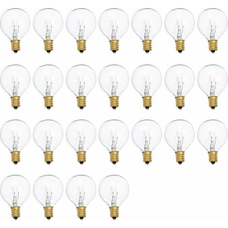 Bombillas de repuesto G40 de tungsteno, 7 W, 220-240 V, globo transparente, casquillo E12, paquete de 25, blanco frío. (1/5)