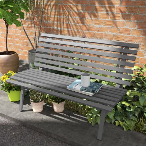 siege banc jardin 2 places dossier aluminium 123 cm OKMYHOME (1/3)