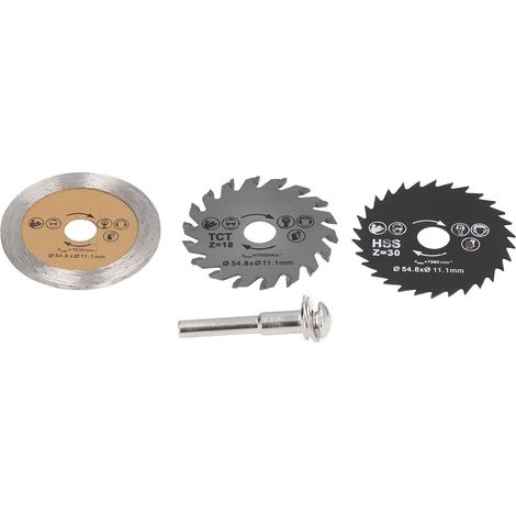 Lames de scie circulaires pour bois (4 pièces), 7000 tr/min, coupe nette et précise, dents incisives haute résistance, idéales pour tuyaux PVC et contreplaqué. (1/5)
