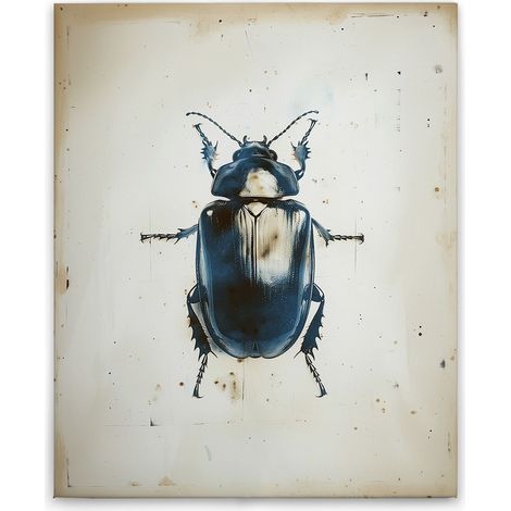 Leinwandbild Käfer Vintage Blau M1-No.51788 - Kunstdruck auf Leinwand in Beige Blau - Wandbild 40 x 50 cm (1/5)