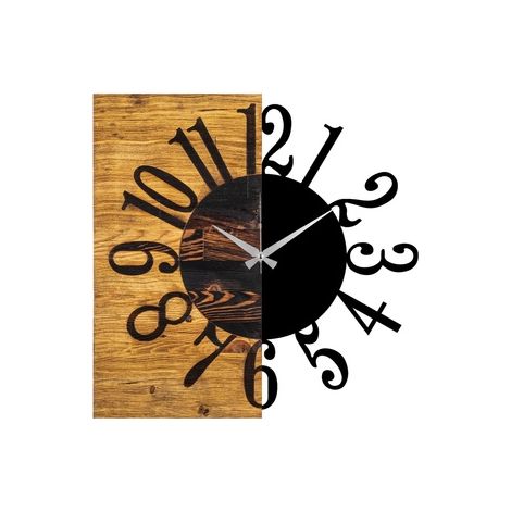 Reloj de pared MADERA decorativa "mitad y mitad"