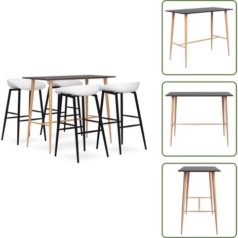 Barstuhl - vidaXL 5-tlg. Bar-Set Schwarz und Weiß - Barstühle (1/5)