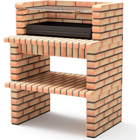 MOVELAR - Barbacoa de Obra Prefabricada de Leña y Carbón Modelo Luxor Short (Gris, Naranja - 93 x 70 x 120 cm) REF: 3518 - Cocina de Exterior Compacta con Parrilla Grande para Jardín o Terraza (1/3)
