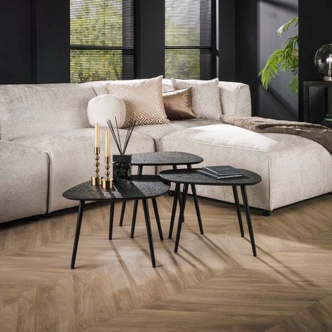 Table basse gigogne organique en métal noir CILA (lot de 3) (1/4)