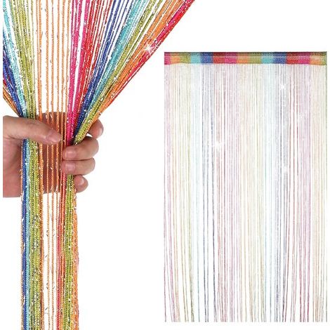 Rideau de porte - Rideau de perles - Rideau décoratif - Multicolore - Rideau de fils - Rideau de perles - Pour porte, décoration intérieure - Maison et décoration - (1/5)