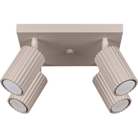 Moderne taupefarbene quadratische Deckenleuchte 25 cm bewegliche gerippte Strahler 4xGU10 10W KARBON Sollux Lighting (1/5)