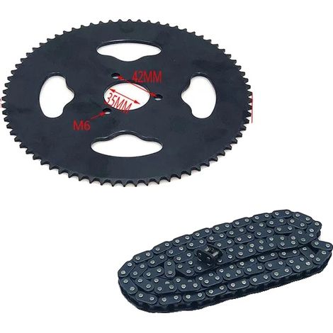 Kit de cadena, compatible con motores de 47 cc y 49 cc, construcción de acero resistente, kit T8F-74T-35MM (1/2)
