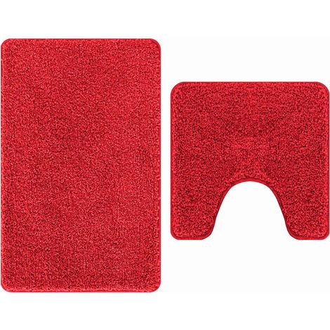 Set di tappetini antiscivolo per il bagno 2 pcs Rosso PP vidaXL (1/5)