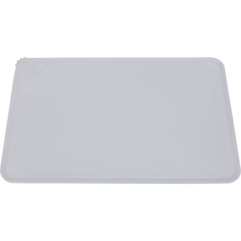 Silicone Pet Feeding Mat Spill Proof Anti Slip Washable Cute Look Cat Dog Food Water Bowl Mat for Indoor Grey
