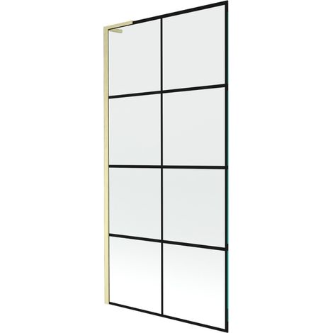 Mexen Next L pare-douche 1-volet 90 x 150 cm, motif noir, or brossé - 895-090-000-03-77-55 (1/5)