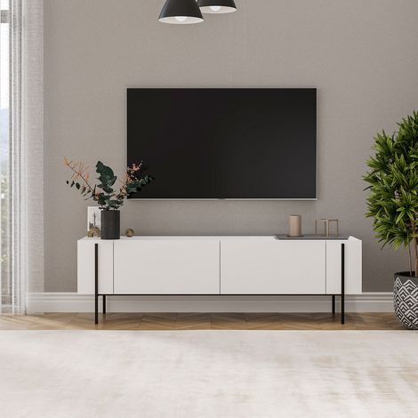 Modern TV-Möbel Weiß Melamin 160 cm Herman (1/5)