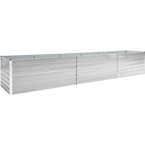 Fioriera rialzata piante fiori giardino 480 x 80 x 45 cm acciaio zincato grigio 020001123