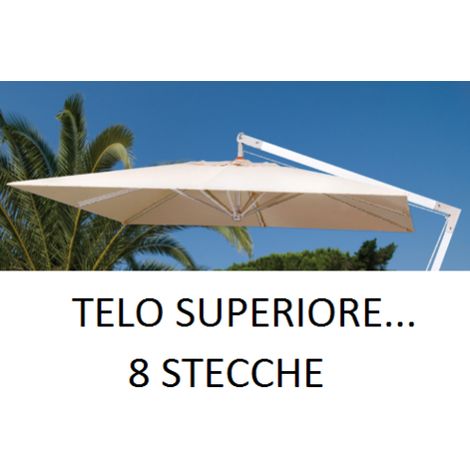 Top Telo di Ricambio per Ombrellone Decentrato in Alluminio 3x3 Metri a 8 Stecche con Airvent Cucito Colore Ecrù SOLO TELO (1/3)