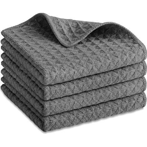 Microfiber Cloths 3030cm Waffle Cloth Cleaning Cloths Food Wipes Kitchen Washable Coffee Shop Kitchen Stain Cleaning Cloths Dark Grey