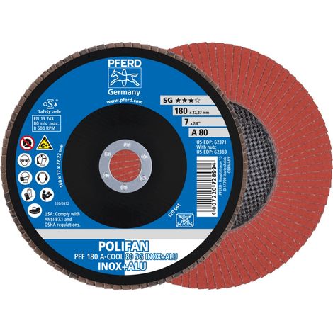 PFERD TOOLS POLIFAN Fächerscheibe PFF 180x22,23 mm flach A-COOL 80 SG INOX+ALU Edelstahl/Alu (1/4)