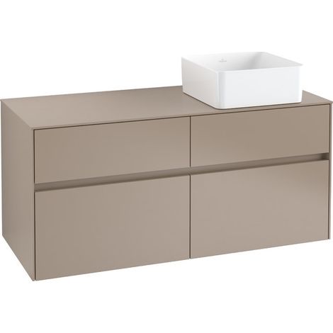 Villeroy & Boch Collaro meuble sous lavabo 1200x548x500 mm, 4 tiroirs, pour lavabo à droite, C043L0, Coloris: Façade/carcasse : Blanc brillant, poignée : Blanc mat - C043L0DH