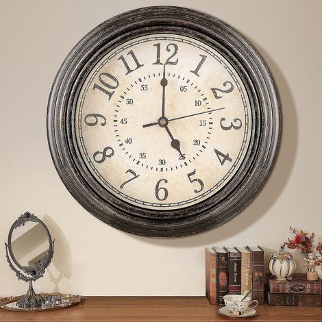 Horloge murale vintage pour chambre, horloge murale silencieuse, horloge murale sans tic-tac, grande horloge murale facile à lire, horloge murale pour cuisine (1/5)