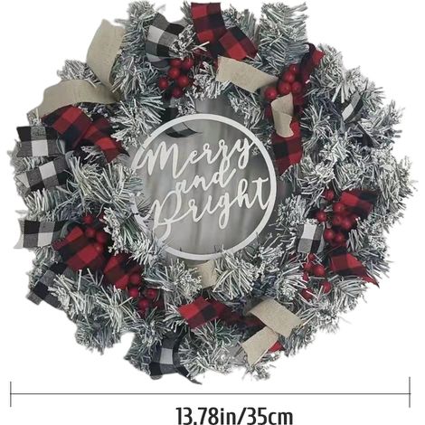 Couronne de Noël Décor Murale 35cm Neige Guirlande de Porte Fenêtre Ornements Joyeux Noël Décorations (1/3)