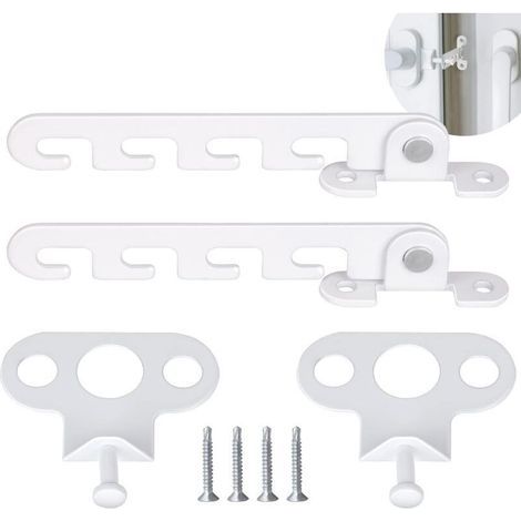 Ersandy Entrebâilleur de Fenêtre à Battant 2 PCS Restricteur de Fenêtre, Livré avec 4 vis, Verrou de Fenêtre Serrure de Fenêtre à l'épreuve pour Régler l'ouverture de la Fenêtre (Blanc) (1/5)