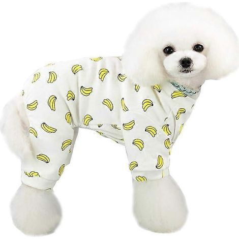 Vêtements pour animaux de compagnie, combinaison pyjama en coton pour chien à quatre pattes, pyjama une pièce pour chat et chiot, petit et moyen chien (XXL, banane) (1/4)