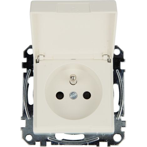 Prise Merten couvercle, BRS System M blanc polaire brillant, terre