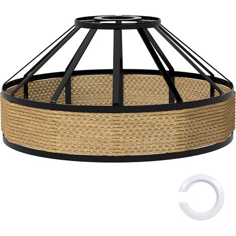 Emitto Modern Ceiling Pendant Light Shade Industrial Hemp Rope Lamp Shade 25cm