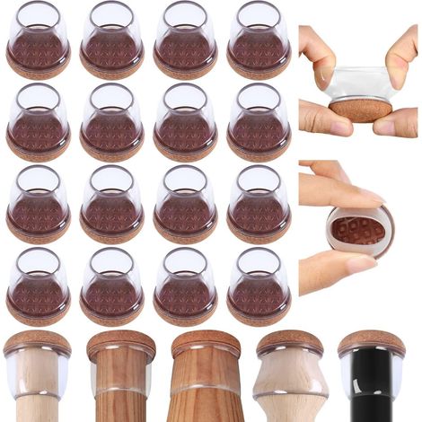 Improved Clear Silicone Floor Protectors, Chair Leg Protectors 28-36mm, Chair Leg Covers, Silicone Chair Leg Caps, 16 Pieces (1/5)