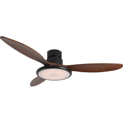 Ventilatore da Soffitto in Legno Massello con Lampada Led con Telecomando 40W DC Legno Scuro (1/4)