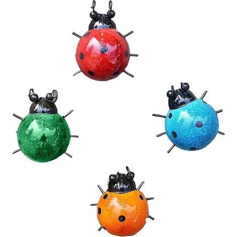 Marienkäfer-Metallskulpturen-Wanddeko-Set, 4-teilig, zum Selbermachen (1/5)