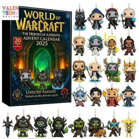 LYERCW - Calendrier de l'Avent World of Warcraft Azeroth Heroes, boîte surprise, décoration de sapin de Noël, pendentif en acrylique