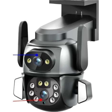 Caméra de sécurité à Domicile 2K 4MP caméra PTZ Double écran 8MM binoculaire AI Suivi Automatique CCTV sécurité IP66 étanche Surveillance caméra de Soins(4MP Camera 32GB) (1/5)