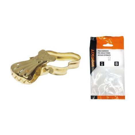 PINZA BAROCCO X ANELLO TENDA SELF WORKIT - ACCIAIO OTTONATO + ARCO CF=PZ 8- 5 confezioni