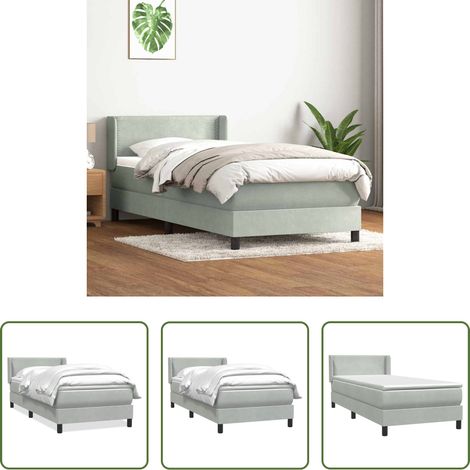 vidaXL Samt - Boxspringbett mit Matratze Hellgrau 80x210 cm Samt (1/5)