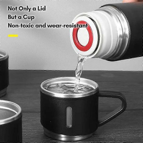 Bouteille isotherme double paroi en acier inoxydable, garde l'eau et le café au chaud et au froid pendant 12 heures, étanche, idéale pour la maison, le bureau et les activités de plein air. (1/5)