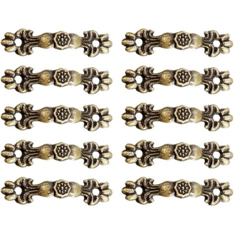 Sollbry Lot de 10 poignées de tiroir antiques en alliage de zinc, boutons vintage en bronze, quincaillerie résistante à la rouille, pour commodes, armoires, boîtes à bijoux (1/5)