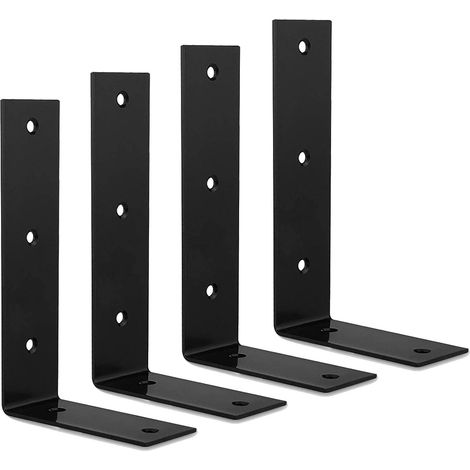 4 Pcs Heavy Duty Shelf Brackets   220x125x45mm L Shape Right Angle, 90 Degree Wall Mounted Shelf Supporter, Black (1/5)