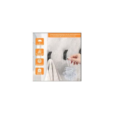 Crochets Muraux Robustes, 5 Pièces Pateres en Métal Avec Vis, Crochet Double Porte Serviette, Patère Porte Manteau Mural Crochets Chapeau, Accroche serviette Pour Salle De Bains Chambre - Noir