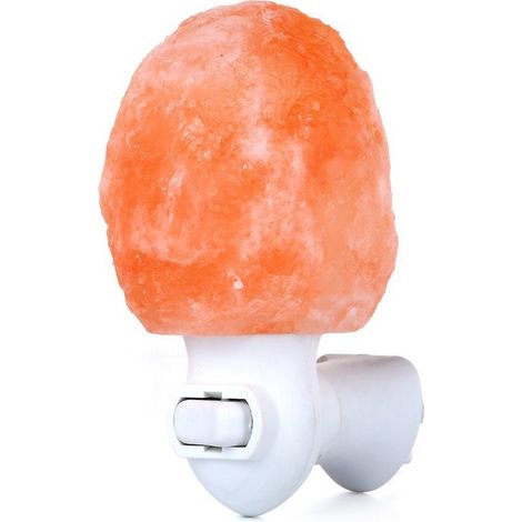 Lampe de sel de l'Himalaya avec prise, certifiée, rotative à 360°, comprenant 2 ampoules de rechange, veilleuse pour salle de bain et chambre, fabriquée en cristal de sel rose. (1/2)