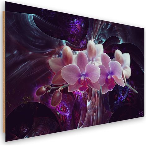 Quadro deco panel, Orchidea bianca su uno sfondo scuro - 60x40 (1/5)