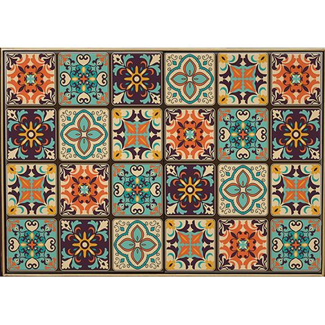 Autocollant Mural Carrelage - Vinyle Auto-Adhésif Étanche - Style Marocain - 15 x 15 cm - 20 Pièces (1/5)