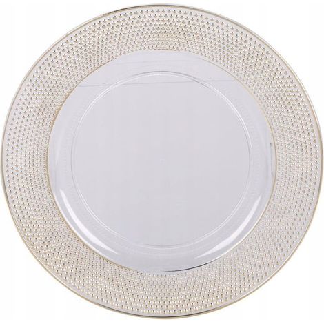 Weißer Unterteller mit gesprenkeltem Goldrand, 33 cm, Kunststoff