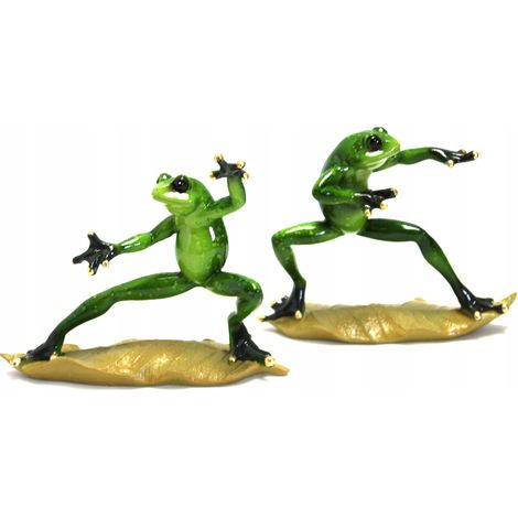 Grüne Froschfigur auf einem Blatt in dynamischen Posen, 2 Ausführungen (1/5)